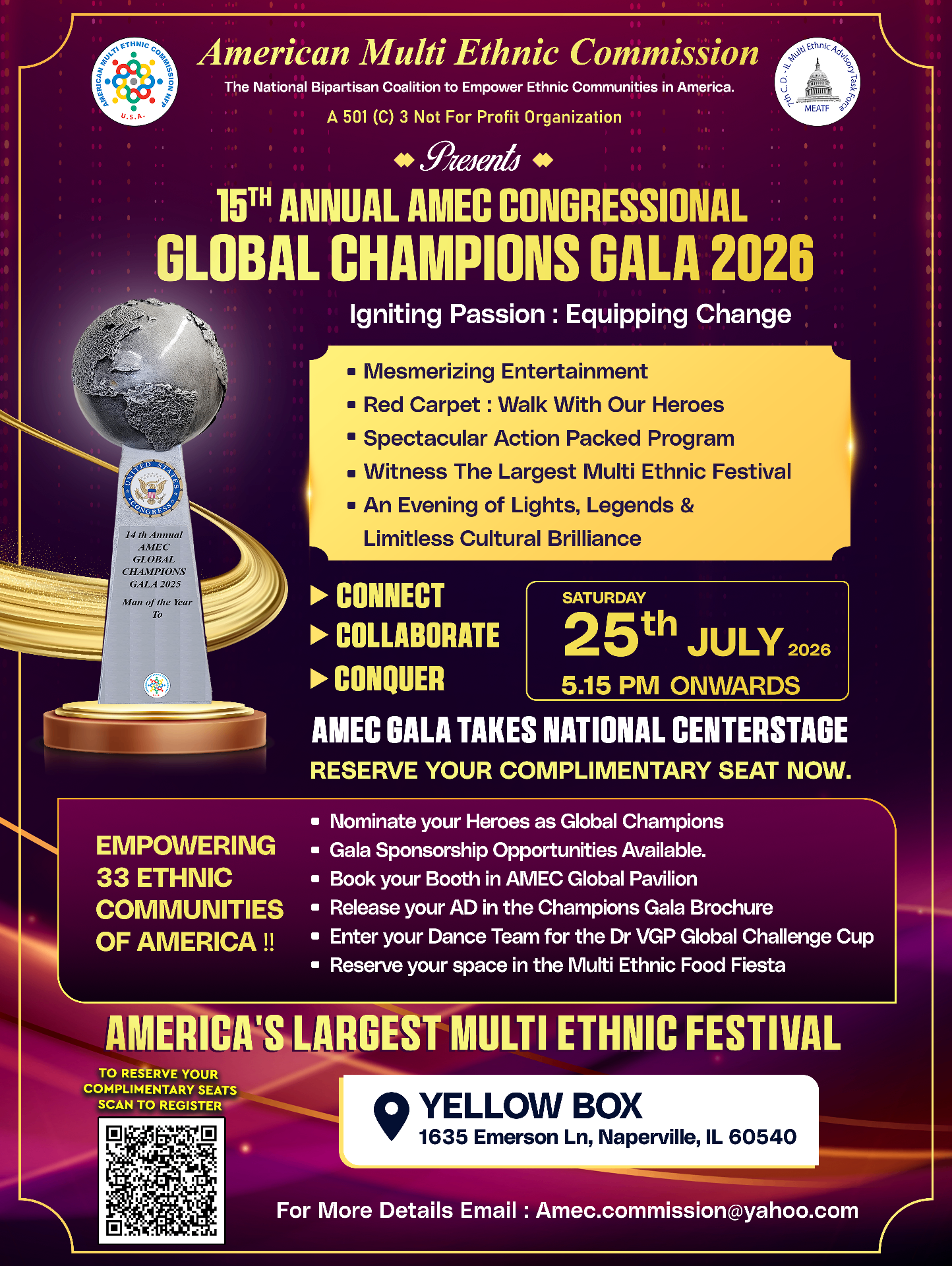 15th Annual AMEC Congressional Global Champions Gala 2026 official flyer